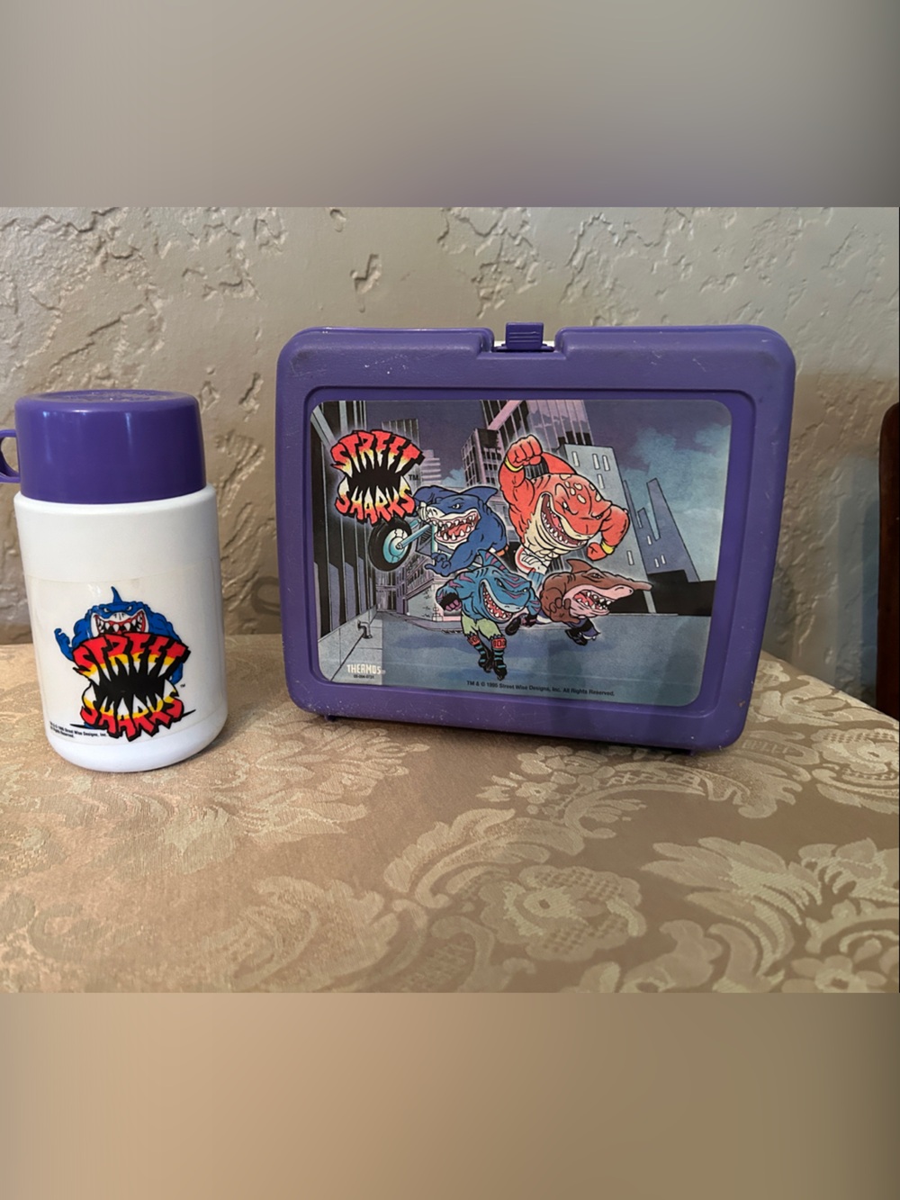 VTG Rare 90s collectible street sharks lunchbox and thermos complete